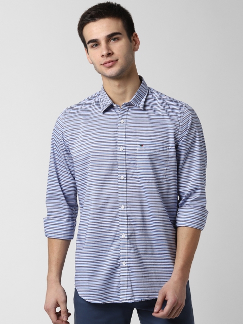 

Peter England Casuals Men Blue Slim Fit Striped Casual Shirt