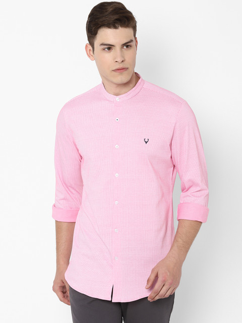

Allen Solly Men Pink Slim Fit Striped Casual Shirt