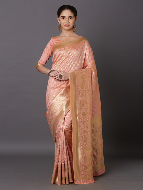 

Mitera Pink Woven Design Kanjeevaram Saree