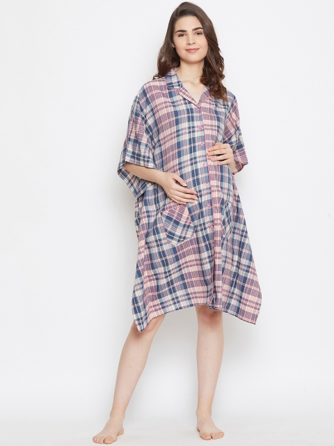 

The Kaftan Company Pink & Blue Checked Maternity Nightdress
