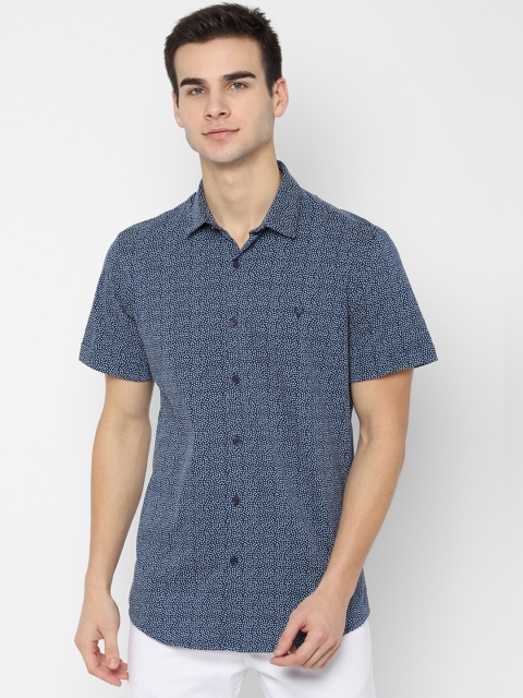 

Allen Solly Men Navy Blue Slim Fit Printed Casual Shirt