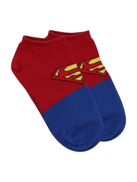 

Justice League Men Blue & Red Superman Patterned Ankle-Length Socks