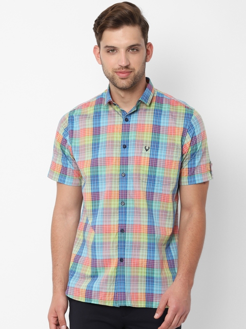 

Allen Solly Men Blue & Pink Slim Fit Checked Casual Shirt