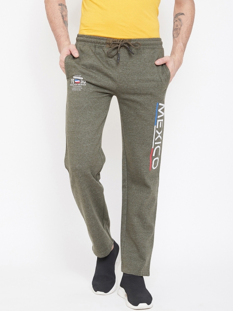 

Duke Men Olive Green Printed Track Pants