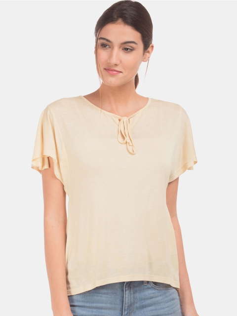 

Cherokee Women Cream-Coloured Solid Top