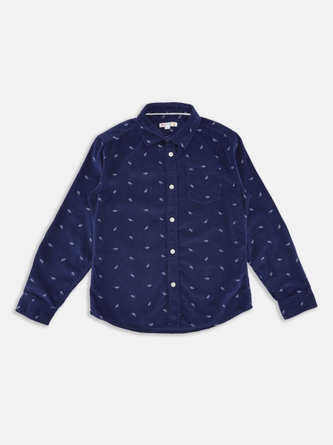 

POPPERS by Pantaloons Boys Navy Blue & White Regular Fit Printed Casual Shirt