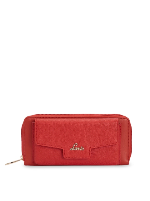 

Lavie Women Red Solid Zip Around Wallet