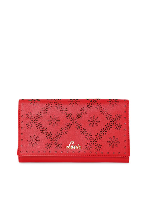 

Lavie Women Red Self Design Three Fold Wallet