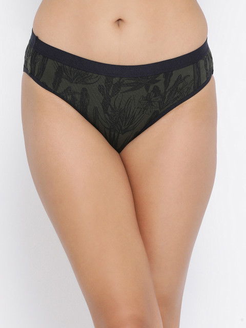 

Clovia Women Black & Green Printed Low-Rise Bikini Briefs PN3401A13S