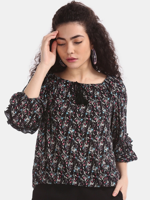

Cherokee Women Black Printed Blouson Top