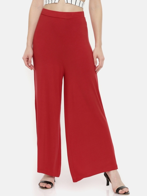 

Bitz Women Red Solid Flared Palazzos