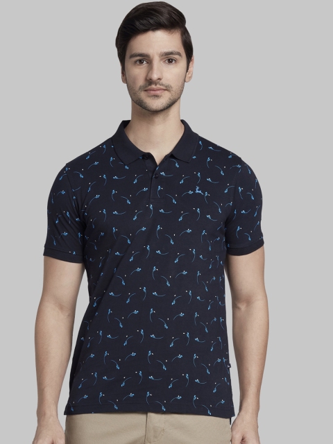 

Parx Men Navy Blue Printed Polo Collar T-shirt
