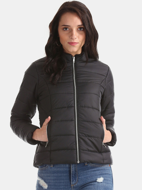 

Cherokee Women Black Solid Padded Jacket