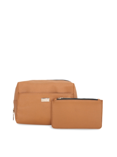 

yelloe Women Set of 2 Tan Brown Solid Travel Kit