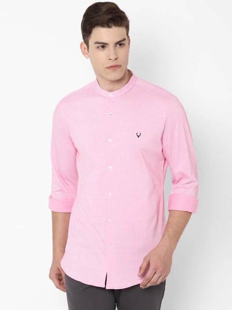 Allen Solly Men Pink & White Slim Fit Striped Casual Shirt