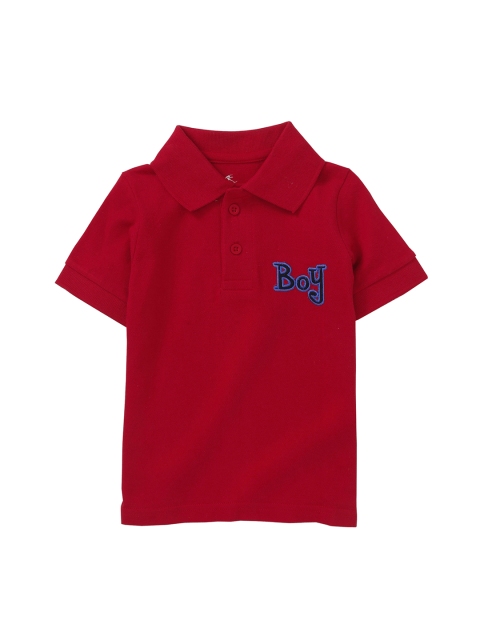 

KiddoPanti Boys Red Solid Polo Collar T-shirt