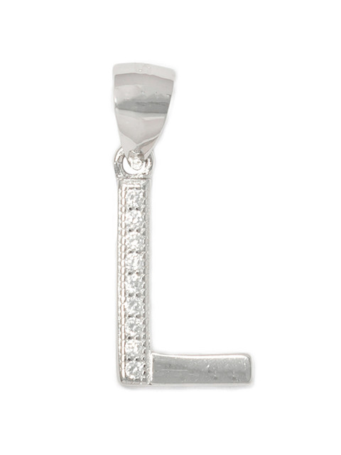 

Unniyarcha Jewellery 92.5 Sterling Silver & White CZ Studded L Alphabet-Shaped Pendant