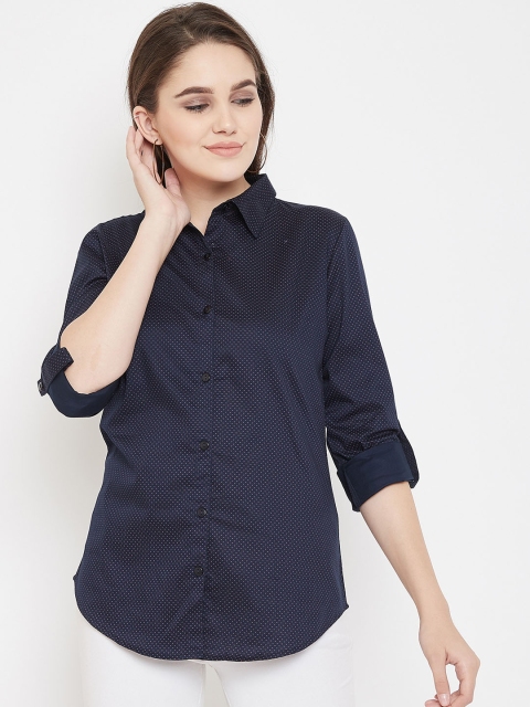 

Ruhaans Women Navy Blue & Off-White Regular Fit Printed Casual Shirt