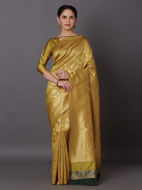 

Mitera Mustard Yellow Woven Design Kanjeevaram Saree