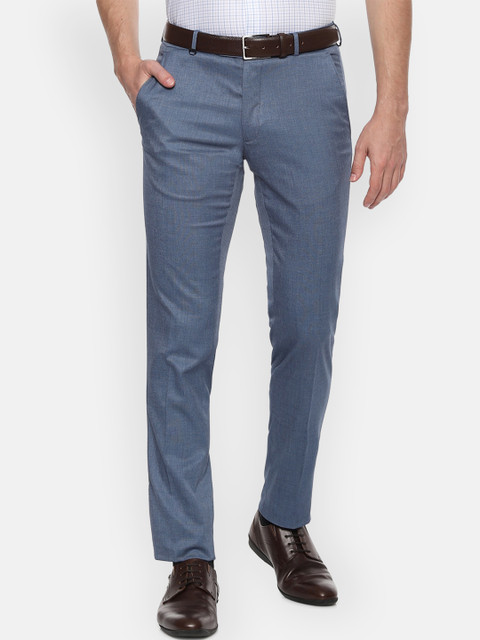 

Van Heusen Men Blue Slim Fit Solid Formal Trousers
