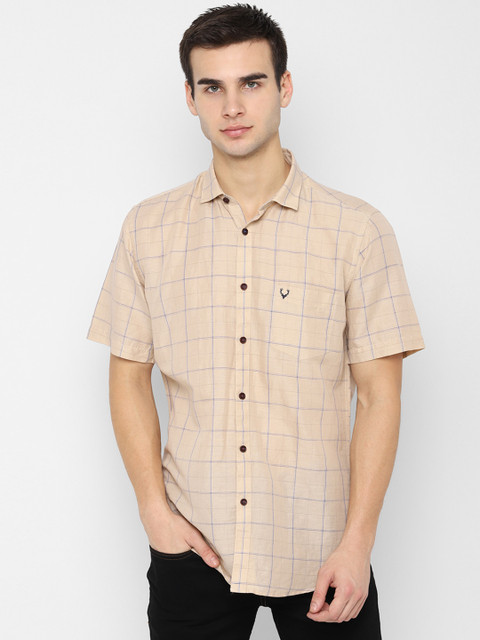 

Allen Solly Men Beige Slim Fit Checked Casual Shirt