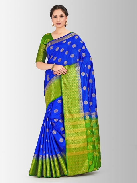 

Mitera Blue & Green Art Silk Embellished Kanjeevaram Saree