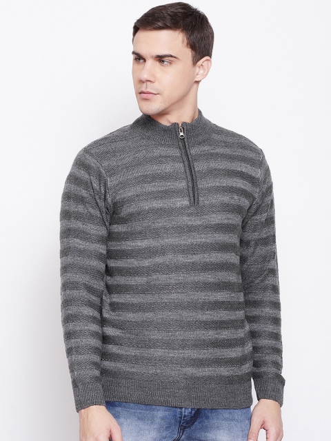 

Duke Men Grey Solid Pullover Sweater