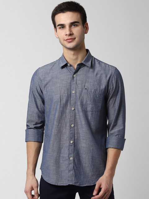 

Peter England Casuals Men Grey Slim Fit Self Design Casual Shirt