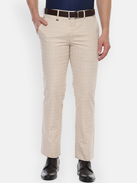 

Van Heusen Men Beige Slim Fit Self Design Formal Trousers