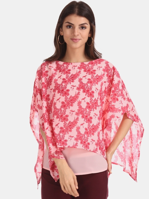 

Cherokee Women Pink Floral Printed Layered Kaftan Top