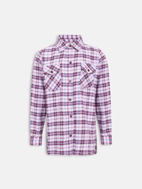

Oxolloxo Girls Pink & Purple Regular Fit Checked Formal Shirt