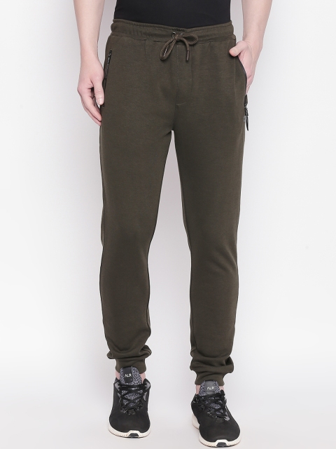 

Ajile by Pantaloons Men Olive Brown Solid Slim-Fit Joggers