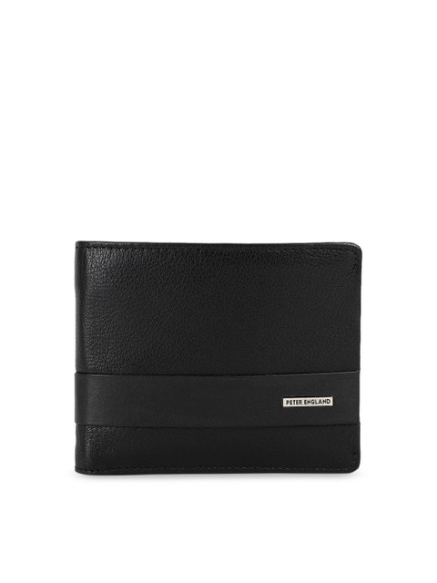 

Peter England Men Black Textured Two Fold Wallet