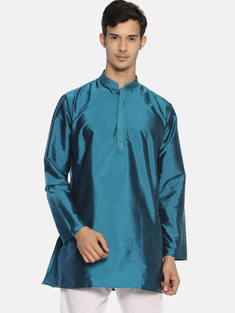 

TATTVA Men Teal Blue Solid Straight Kurta