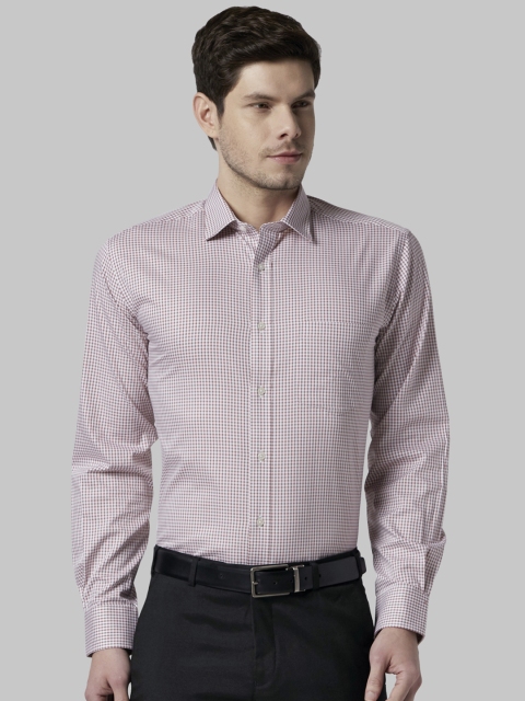 

Park Avenue Men Red & White Regular Fit Checked Formal Shirt