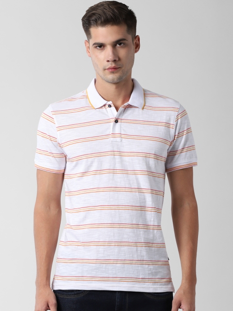 

Peter England Casuals Men White & Red Striped Slim Fit Polo Collar T-shirt