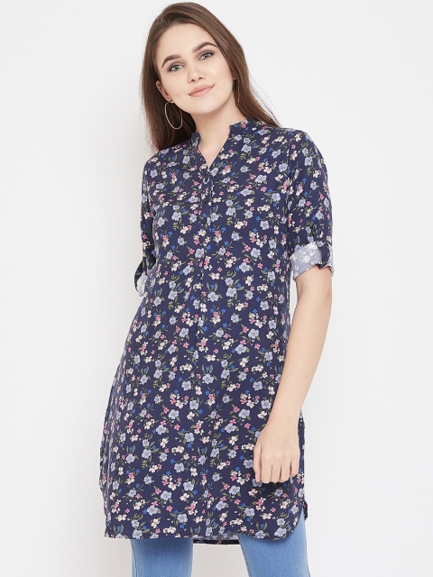 

Ruhaans Women Navy Blue Printed Tunic