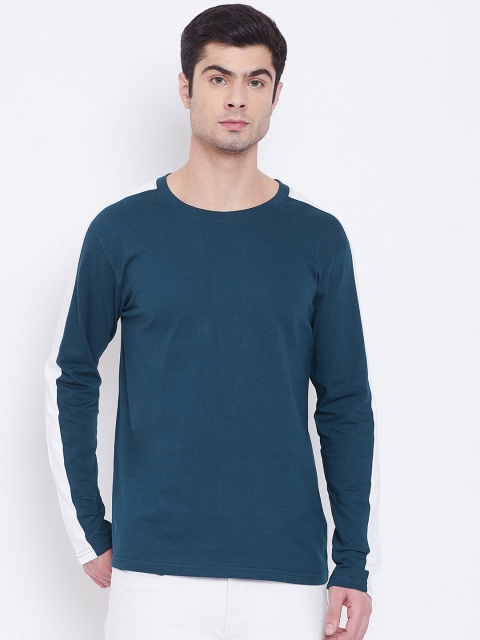 

The Dry State Men Teal Blue Solid Round Neck T-shirt
