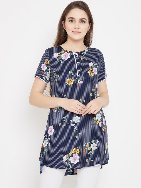 

Ruhaans Women Navy Blue & White Printed Tunic