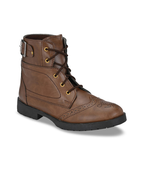 

Big Fox Men Brown Solid Synthetic Leather Mid-Top Flat Boots