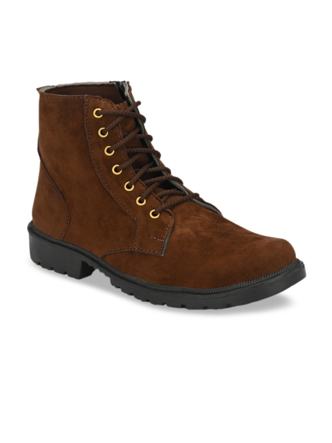 

Big Fox Men Brown Solid Suede Mid-Top Flat Boots