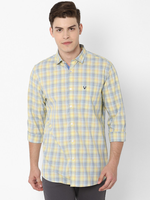 

Allen Solly Men Yellow & Blue Slim Fit Checked Casual Shirt
