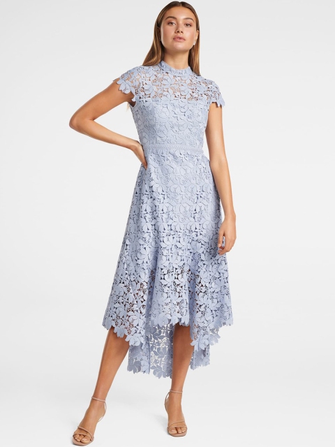 

Forever New Women Blue Self Design Fit and Flare Dress