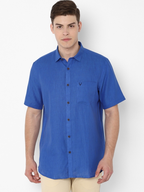 

Allen Solly Men Blue Slim Fit Solid Pure Linen Casual Shirt