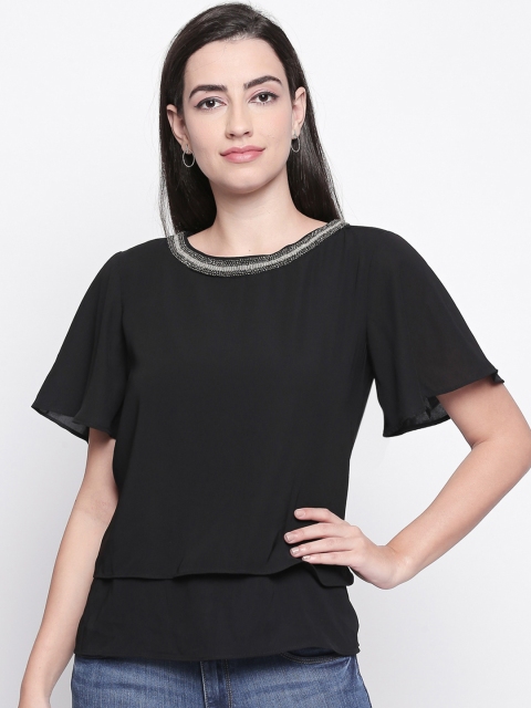 

Forever Glam by Pantaloons Women Black Embellished Tiered Top