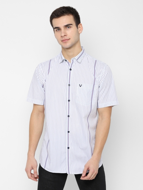 

Allen Solly Men White Slim Fit Striped Casual Shirt