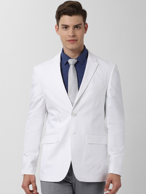 

Peter England Men White Solid Slim Fit Single-Breasted Formal Blazer