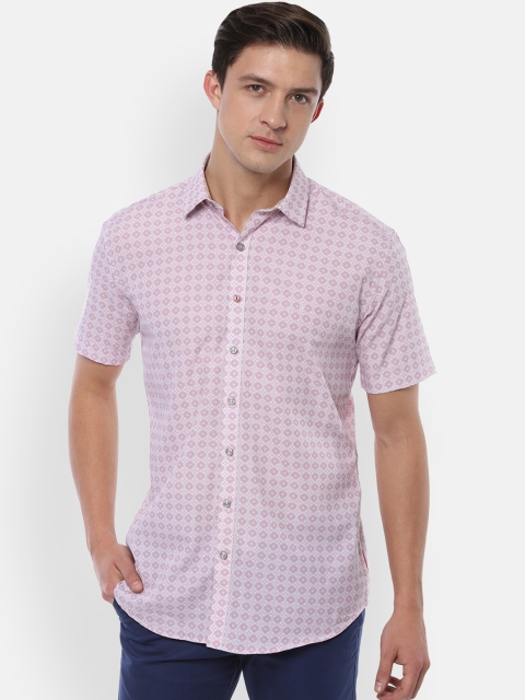 

V Dot Men Pink Slim Fit Printed Casual Shirt