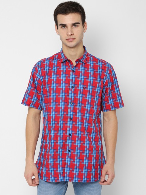 

Allen Solly Men Red & Blue Slim Fit Checked Casual Shirt