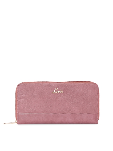 

Lavie Women Pink Solid Zip Around Wallet
